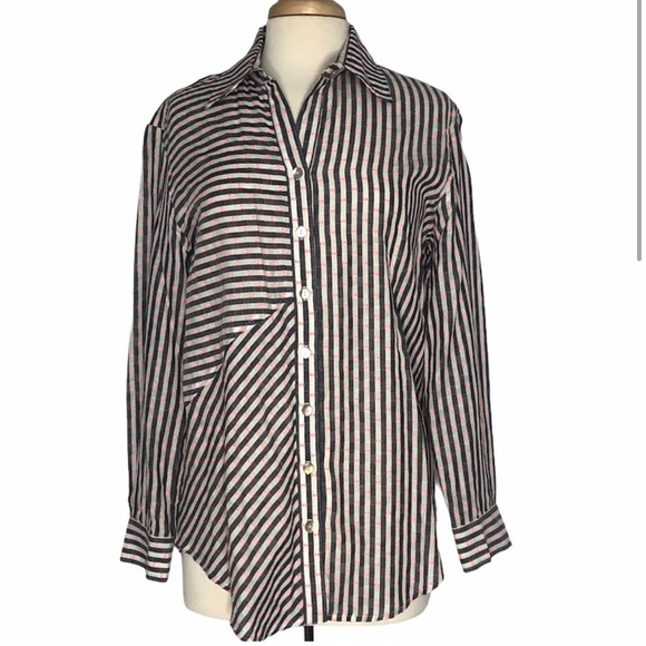 FINLEY Stripped Button-Down Shirt Size Medium - Picture 6 of 6